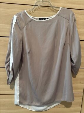 Apt. 9 Taupe Blouse with White Trim Accents